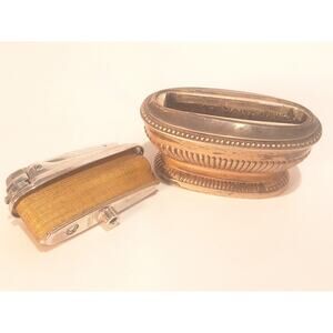 Ronson Varaflame Vintage Table Lighter Gold Tone Original Patina